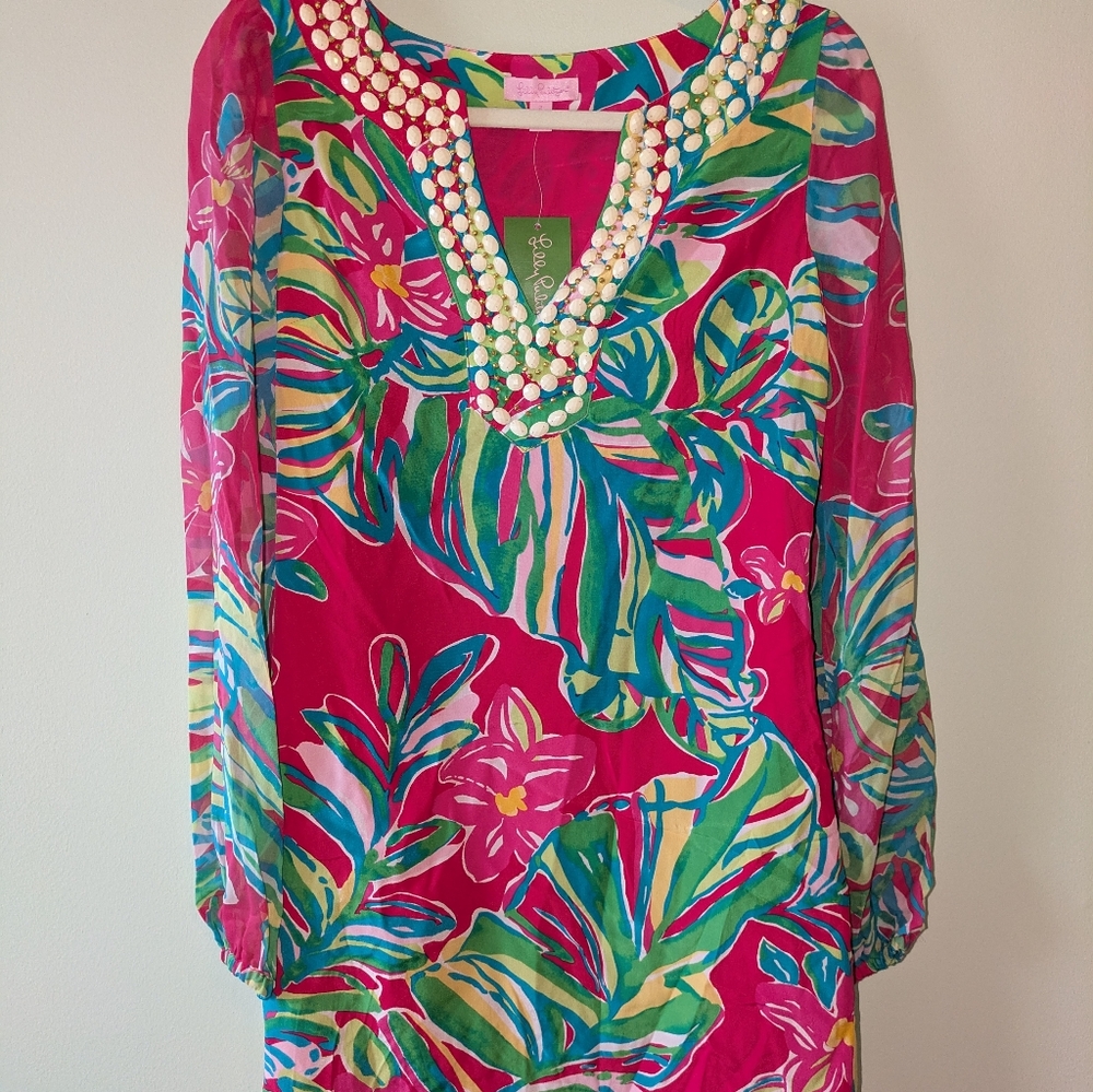 Lilly Pulitzer Pink and Green Embellished Dress - Picture 2 of 4